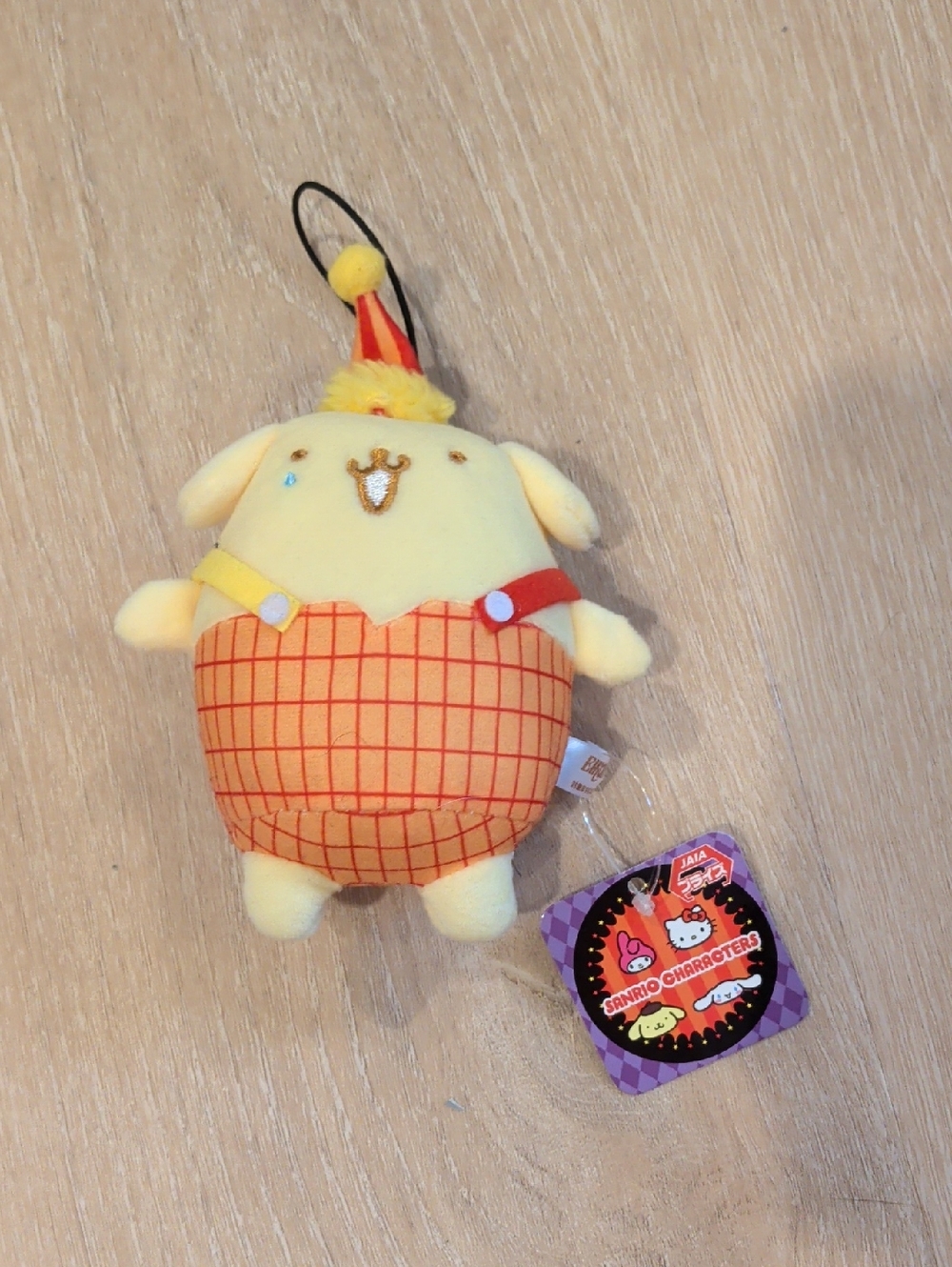 Sanrio Pompompurin Clown Plush Charm - Yellow, Orange & Red